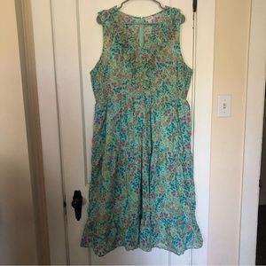 J.Crew Woman’s Plus Tank Dress Floral Tiered Midi